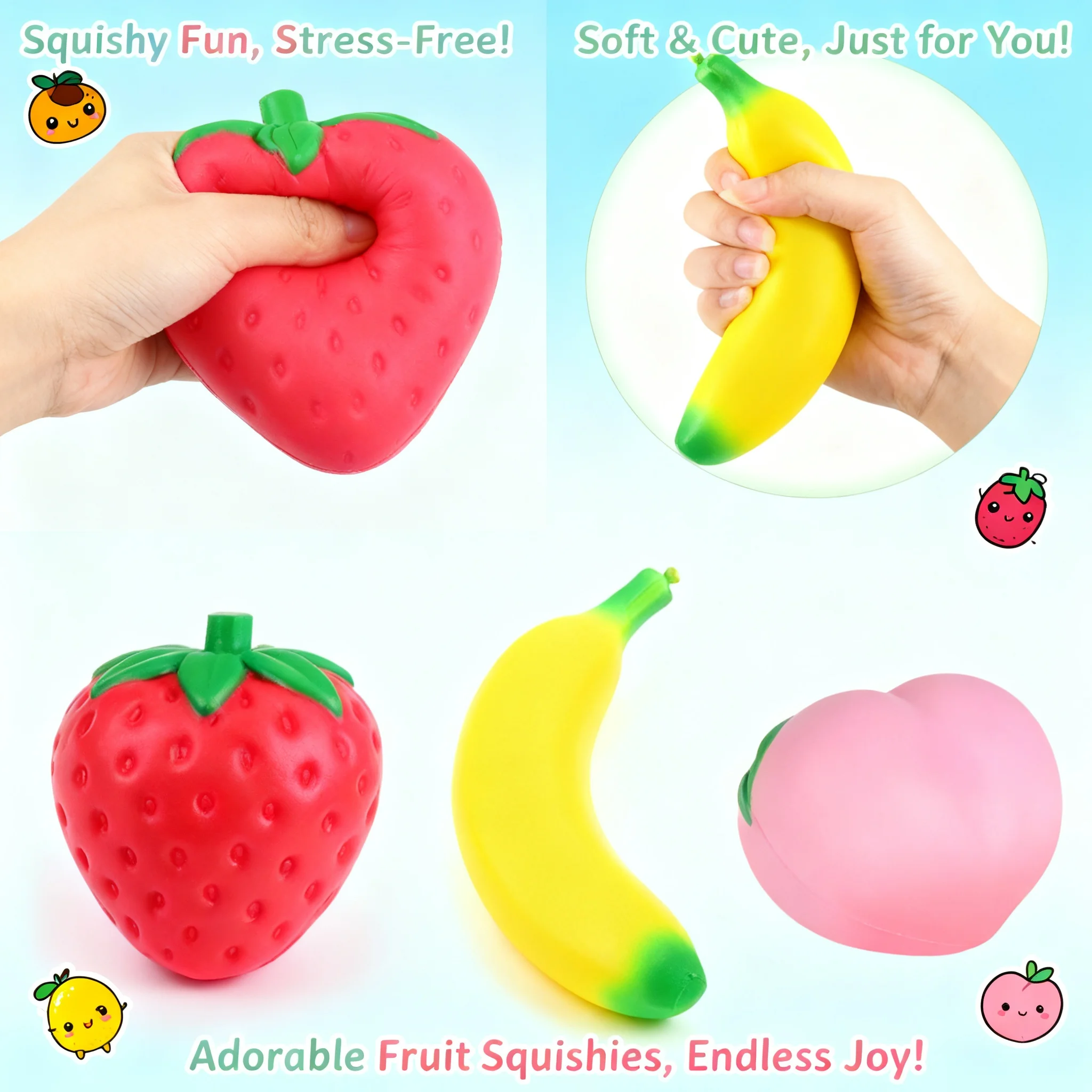 Super Jumbo Erdbeer-Squishy Langsam Aufsteigendes Anti-Stress Fidget-Spielzeug für Erwachsene und Kinder Ungiftig Angstlösendes Quetschspielzeug