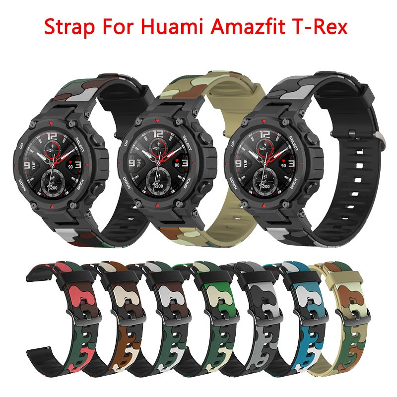 迷彩huamiためamazfit T-REXトレックス2スマート時計バンドのためのamazfit tレックスプロ2手首コレア