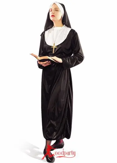 Costume de prêtresse de Cosplay de couvent drôle, tenue de nonne, accessoires de déguisement de fête adaptés à H155 à 175cm