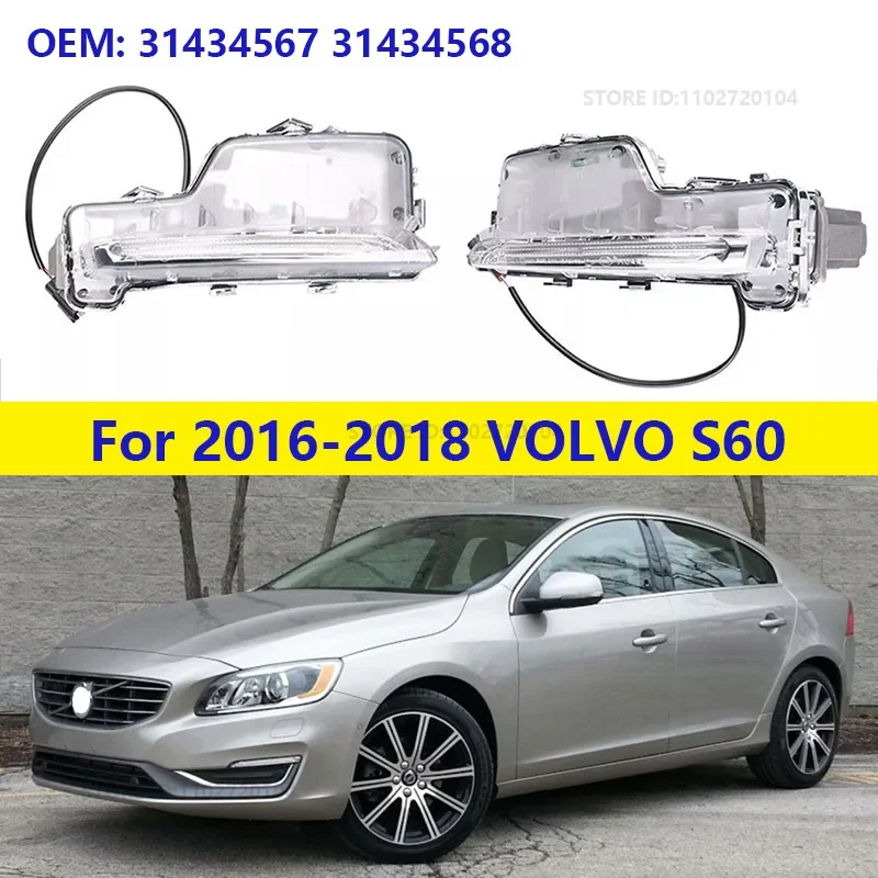 

For 2016-2018 VOLVO S60 Inscription Front Bumer LED Daytime Running Light DRL Fog Light 31434567 31434568