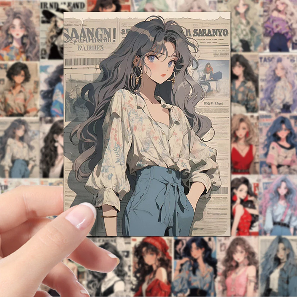 10/30/60Pcs Anime Cute Vintage Girl Graffiti Stickers Fashion Style Aesthetic Classic Cartoon Decals DIY Phone Sticker Wholesale