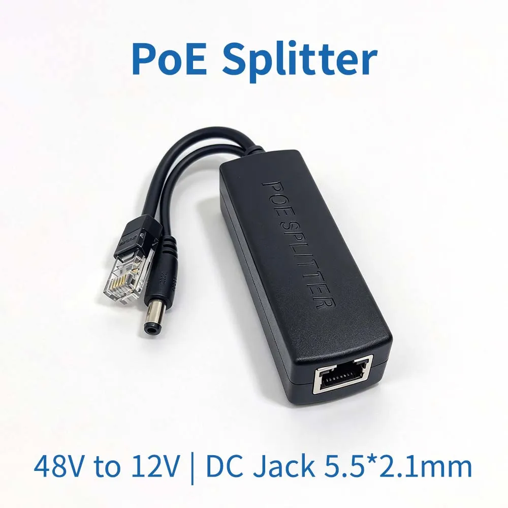 PoE Splitter for IP Camera CCTV, 48V to 12V 1A, DC Jack 5.5*2.1mm, Model #LS-POE-1210EL