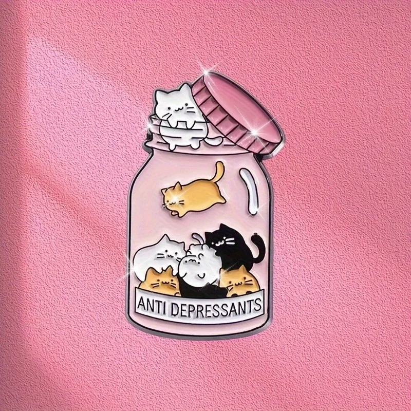Cute Cartoon Cat Enamel Pin - Charming Alloy Brooch for Bags & Apparel, Perfect for Casual Attire & Parties