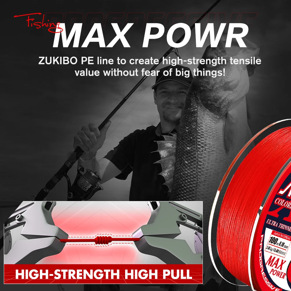 ZUKIBO Colorfast 4X 8X 4 8 Braided Fishing Line Ultra Thinner Japan Multifilament PE Line Super Smooth for Carp Fishing Wire