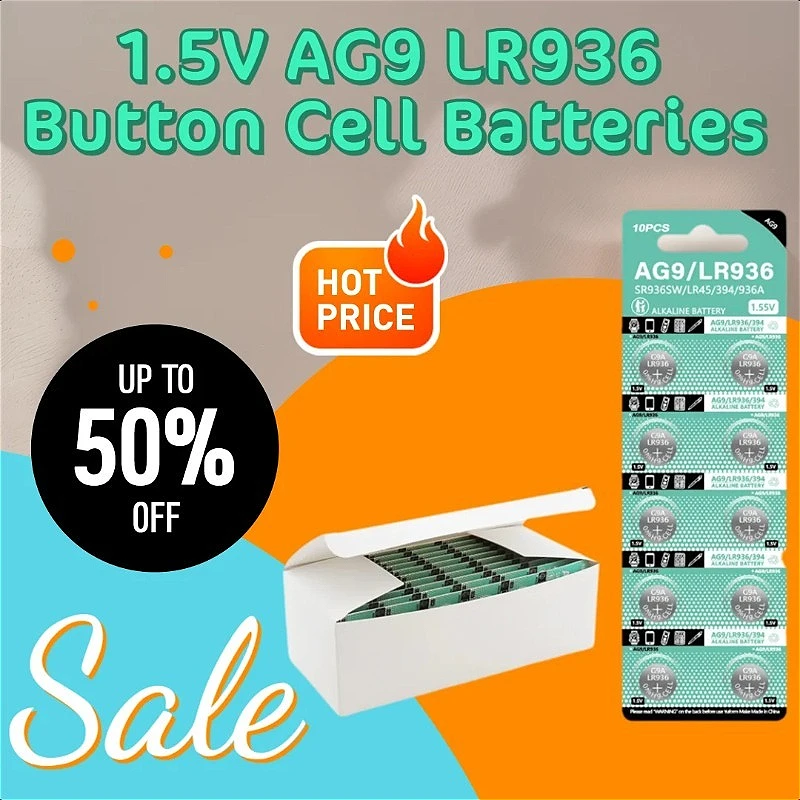 

1.5V AG9 LR936 Button Cell Batteries for Watches Toys and Electronic Products