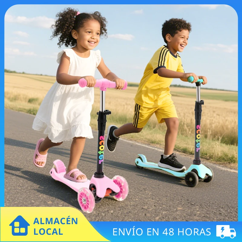 Foldable children's Kick scooter one-pedal with three-wheel glitter and folding Kickboard more comfortable and safe for girl and boy