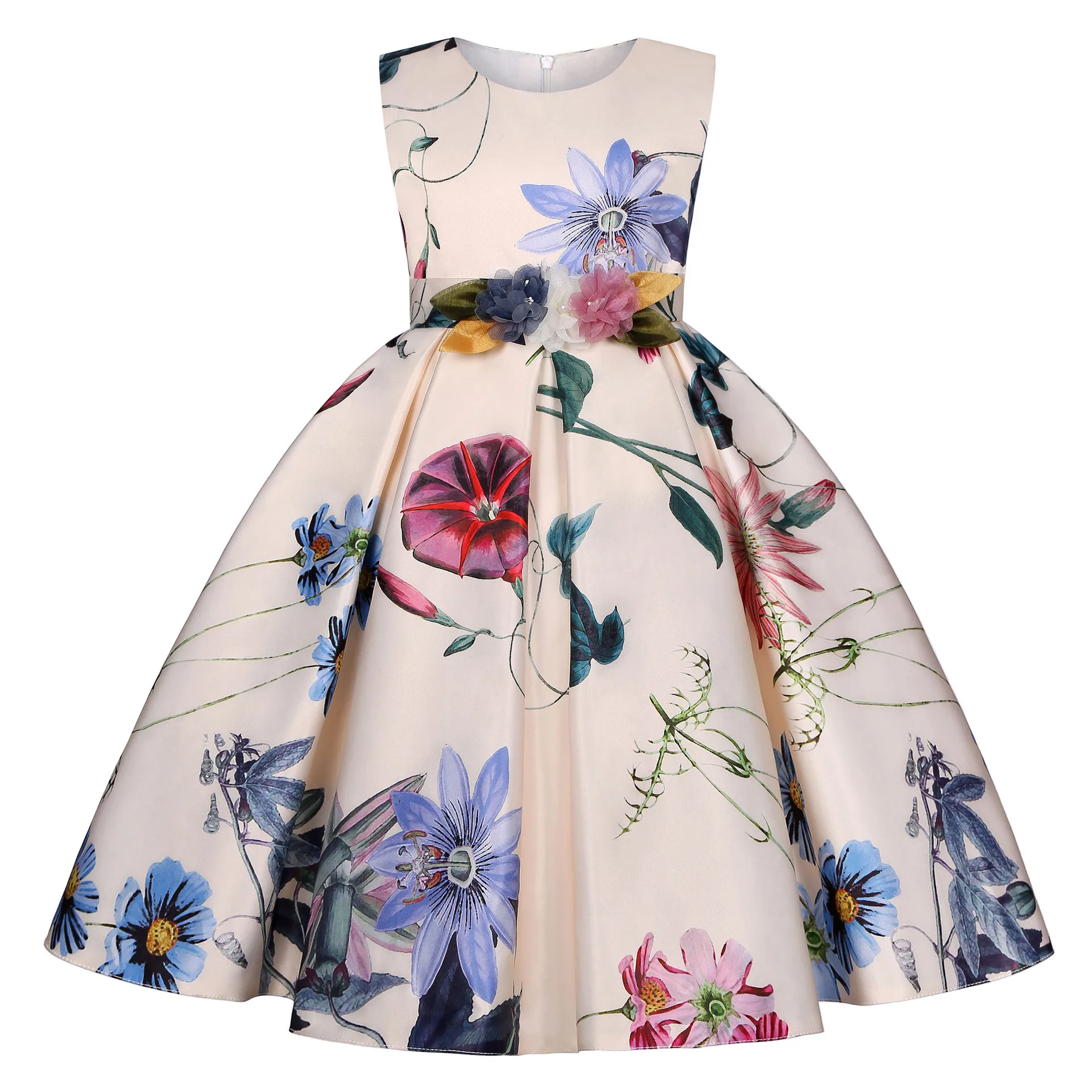 2023 Children\'s New Wedding Flower Print Princess Dress Girls\' Holiday Sweet and Cute Evening Dress for 2-10 Years