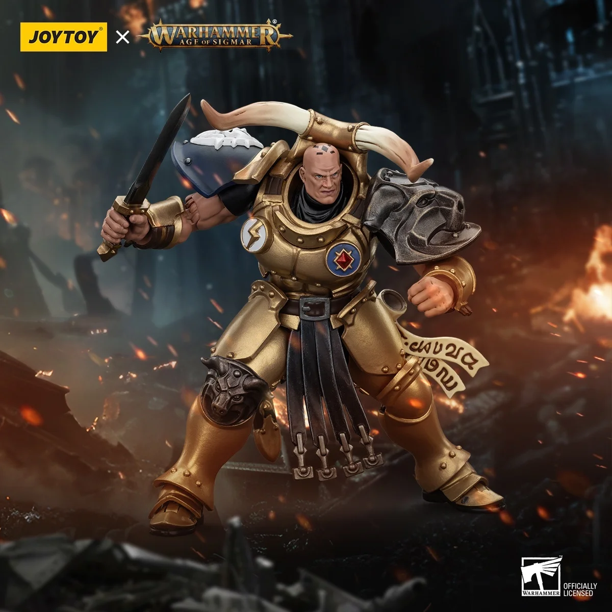 

JOYTOY Warhammer AGE OF SIGMAR Stormcast Eternals The Blacktalons Rostus Oxenhammer Action Figures Original Collect Decoration