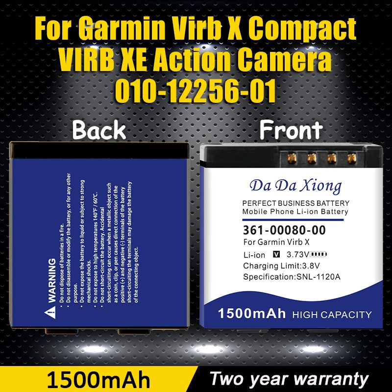 

DaDaXiong 1500 мАч 361-00080-00 010-12256-01 Аккумулятор для Garmin Virb X Compact VIRB XE Аккумулятор для экшн-камеры