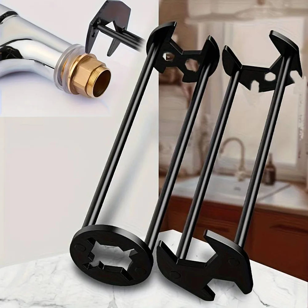 

MultiFunctional Sink Wrench Hex Key Faucet Tool Hose Socket Plumbing Installation Removal Kit Kitchen Sink Repair 2 Pcs