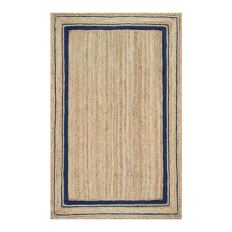 Hand-woven jute carpet, living room linen floor mat, dirt-resistant home bedroom study bedside floor mat in light luxury