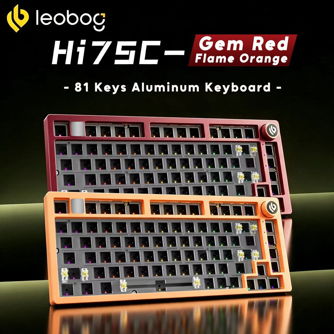 New Colors LEOBOG Hi75 Orange Red Aluminum Wireless Gaming Mechanical Keyboard Kit 75% Bluetooth Gamer Keyboard