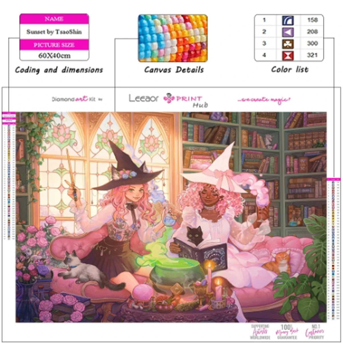 DIY Dream Magic Witch Diamond Painting Kit Cartoon Art Embroidery Water Diamond Cross Embroidery Mosaic DIY Home Decoration