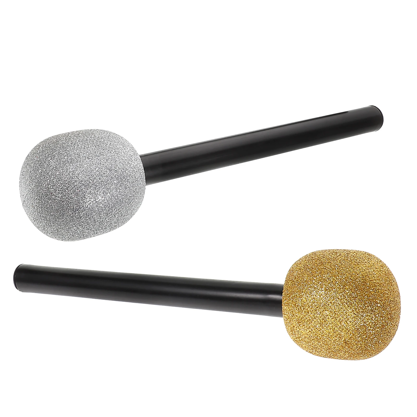 

2pcs Fake Microphone Props Glitter Disco Party Toys Karaoke Singing Stage Fun Accessories Halloween Costume Decorations