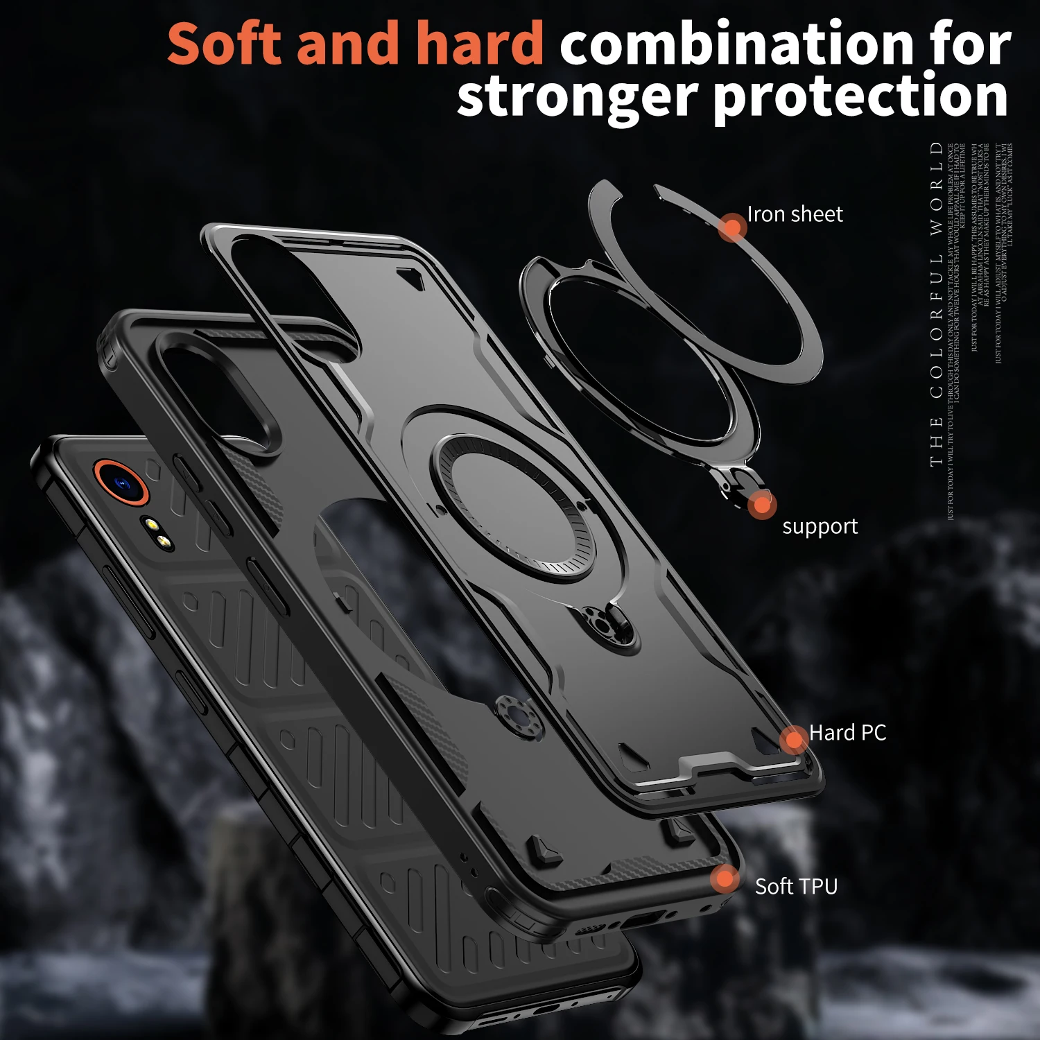 Etui do Samsung Galaxy Xcover 7 Armor Shockproof 360 °   Obrotowy magnetyczny metalowy uchwyt na telefon z twardej tworzywa sztucznego z ramką TPU — zdjęcie produktu 3