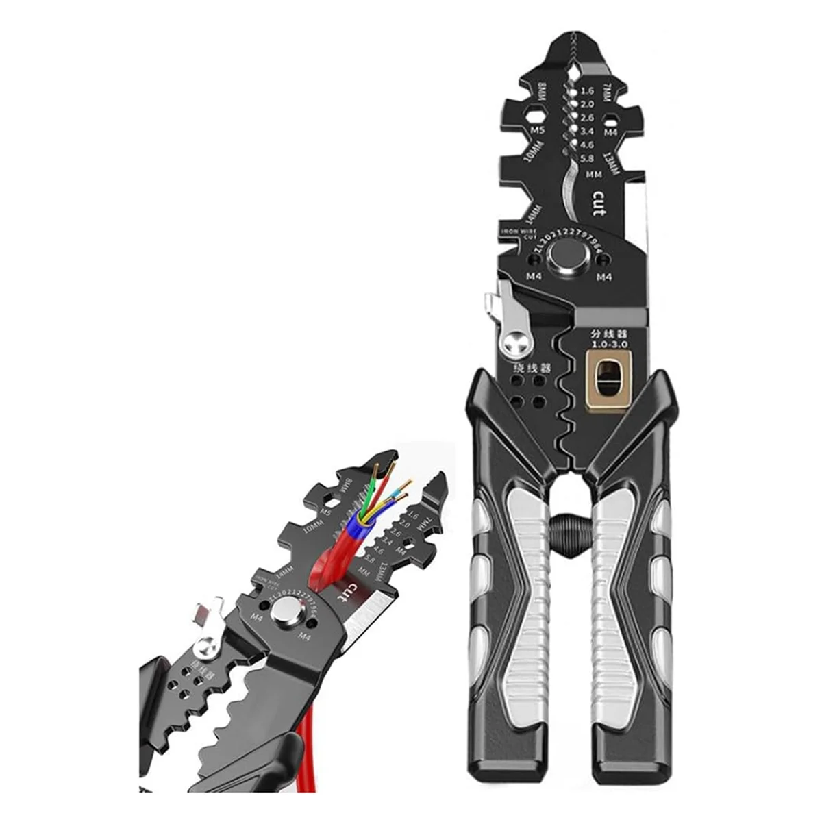 

A96Q-1PCS Multifunctional Wire Stripper Crimper Cable Cutter Pliers, 25-In-1 Wire Stripping Tool, Electrician Pliers Tools