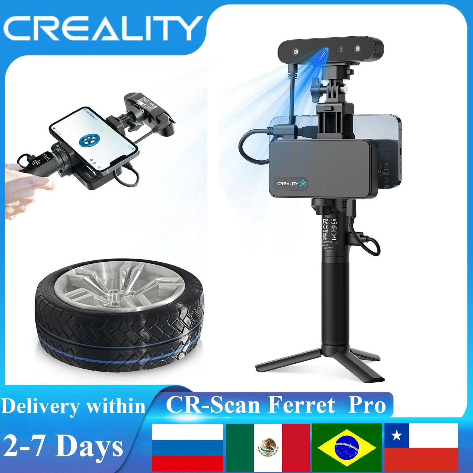 Creality CR-Scan Ferret Pro Handheld 3D Scanner for 3D Printing, Wireless Anti-Shake Tracking Fast High Precision Scan
