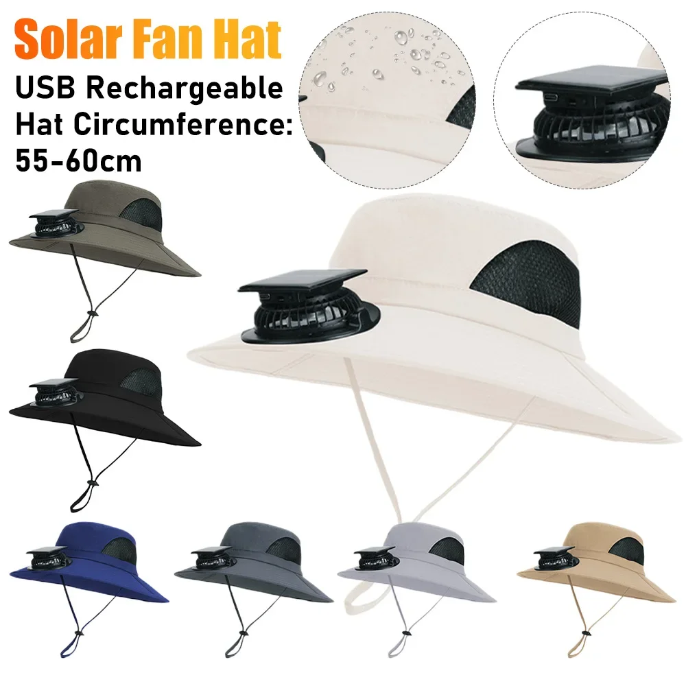 

Sun Visor Hat with Fan Solar & USB Charging Sun Protection Hat Breathable Summer Cooling Fan Hat for Outdoor Camping Fishing