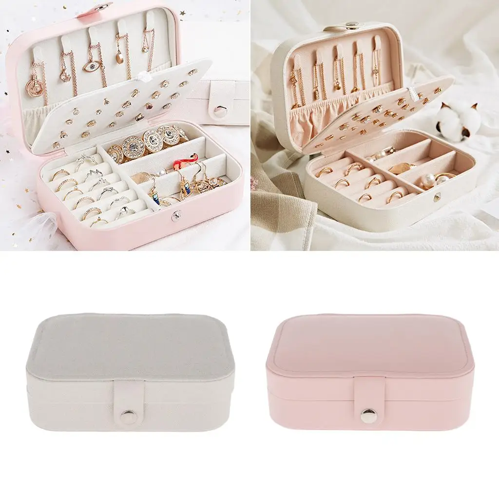 Portable PU Leather Jewelry Box Case Organizer Storage Case for Women Girls