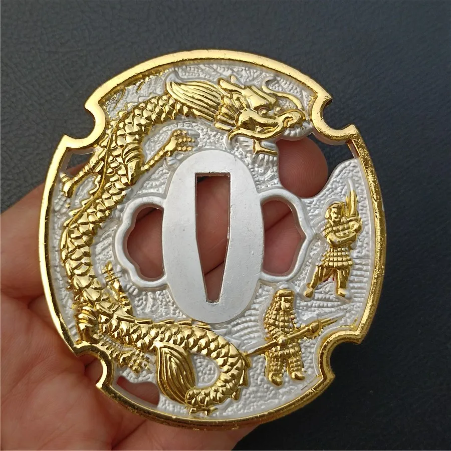 Beautiful Golden Dragon Guard Tsuba Usually Used For Japanese Samurai Katana Sword Wakizashi Tanto Sword Katana Alloy Fittings