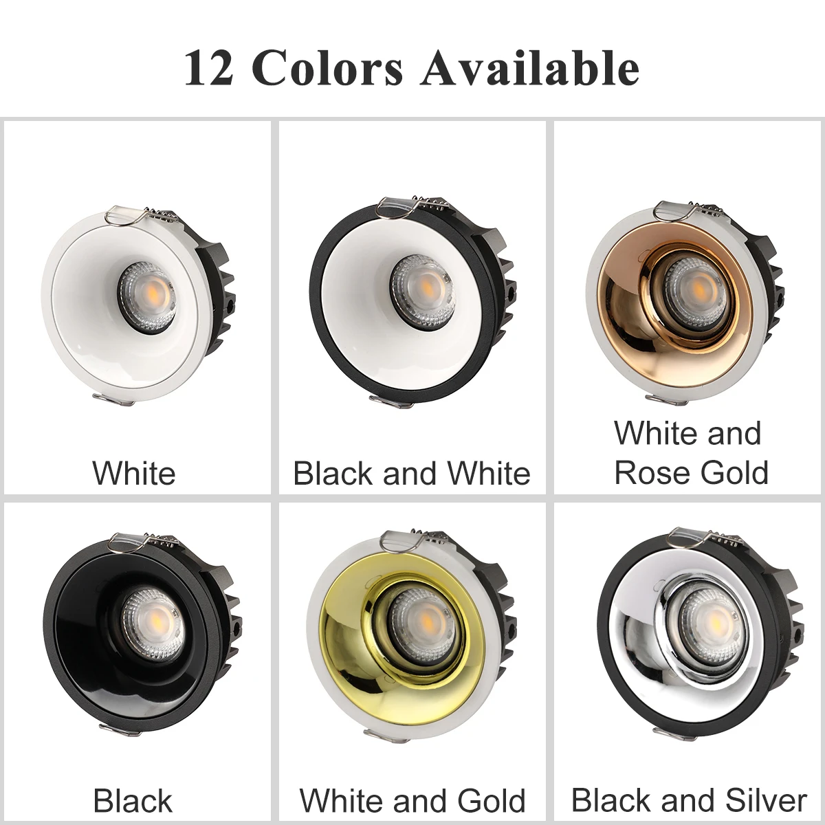 High CRI Deep Anti-glare Led Cob Downlight Narrow Embedded Ultra-thin Rose Gold Silver Dimmable Ceiling Aluminum Spotlight