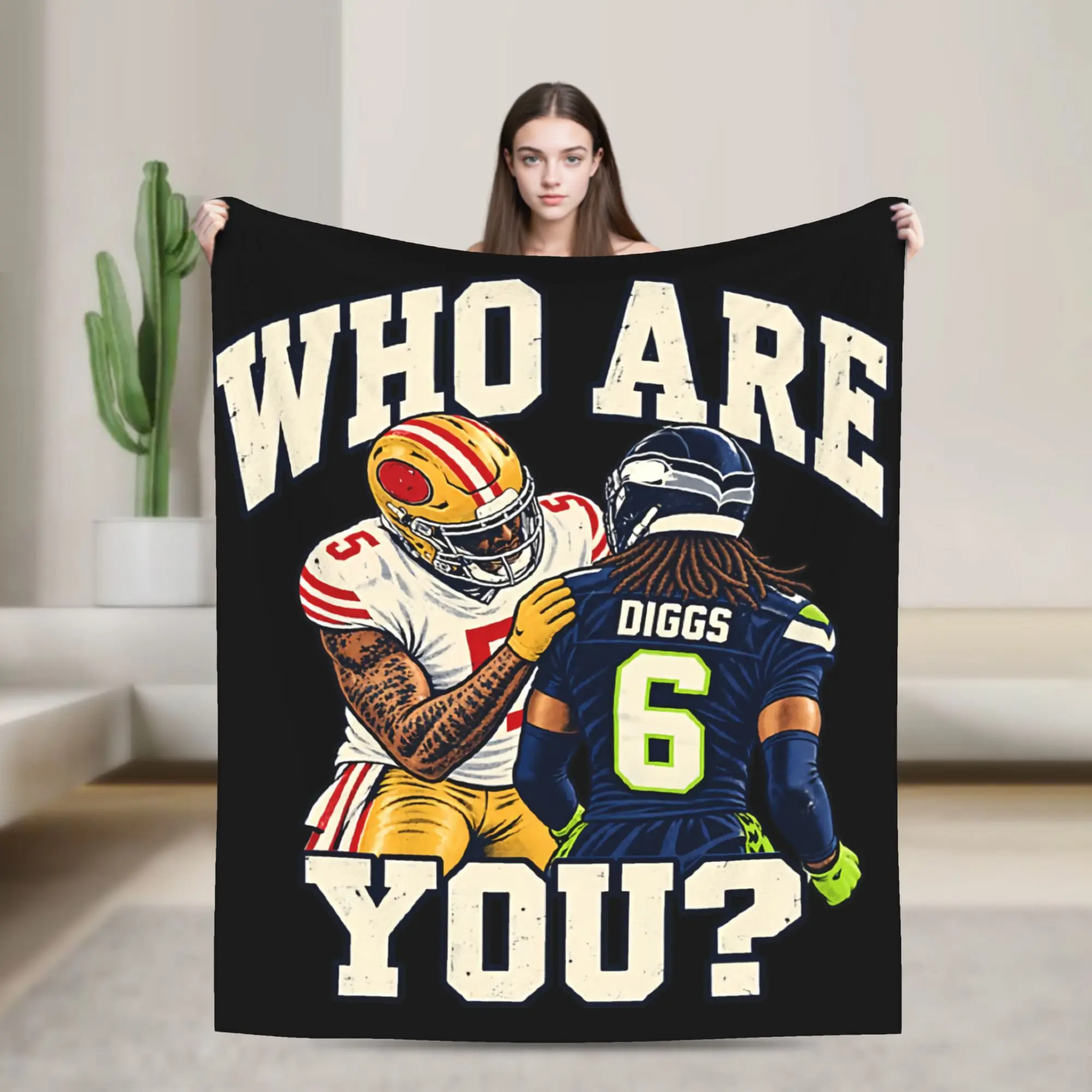Mike Evans Rugby Who Are You Blanket  Flannel Awesome Breathable Throw Blankets for Home  Winter