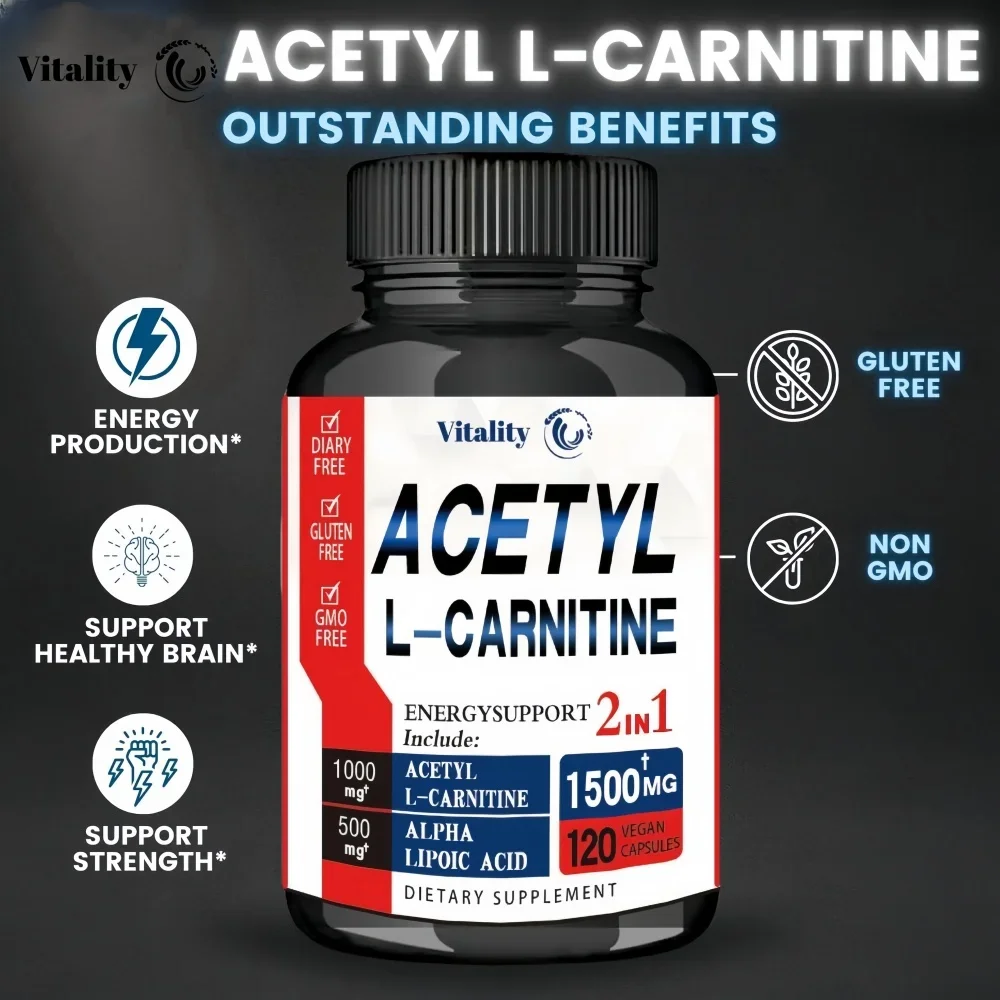 Acetyl L-Carnitine 1000 Mg Maximum Strength - Supports Pure Energy, Brain Function, and Fatty Acid Metabolism