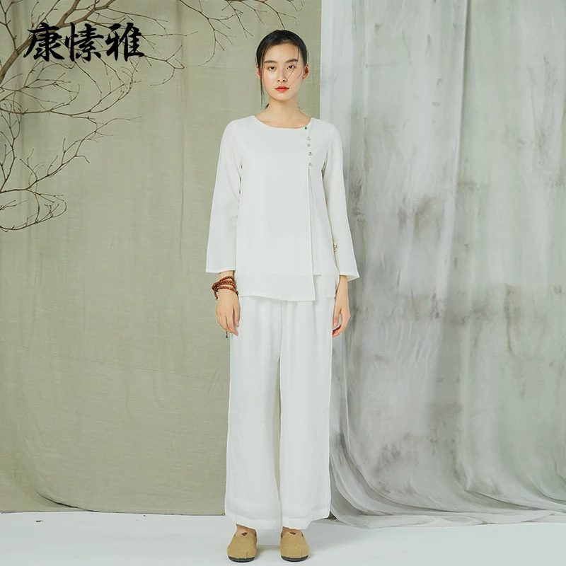 

Summer Women Yoga Set Quickly Dry Loose Sweatshirt+pant Jogger Fitness Outfit Casual Tai Chi Kungfu Meditation Set Sportswear