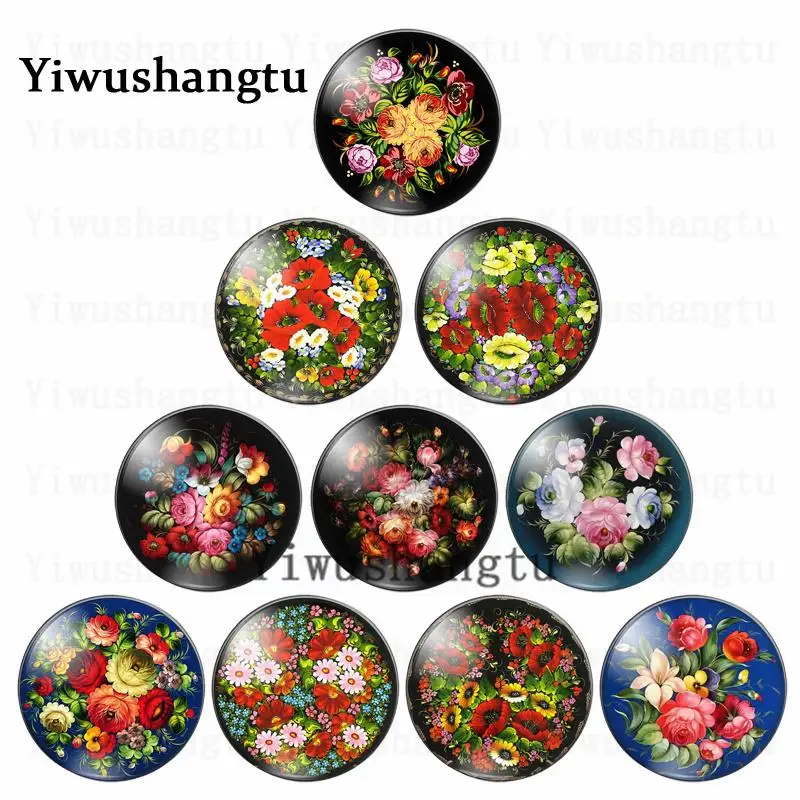 Beauty red flower rose background with flower 12mm/20mm/25mm/30mm photo glass cabochon demo flat back Making findings