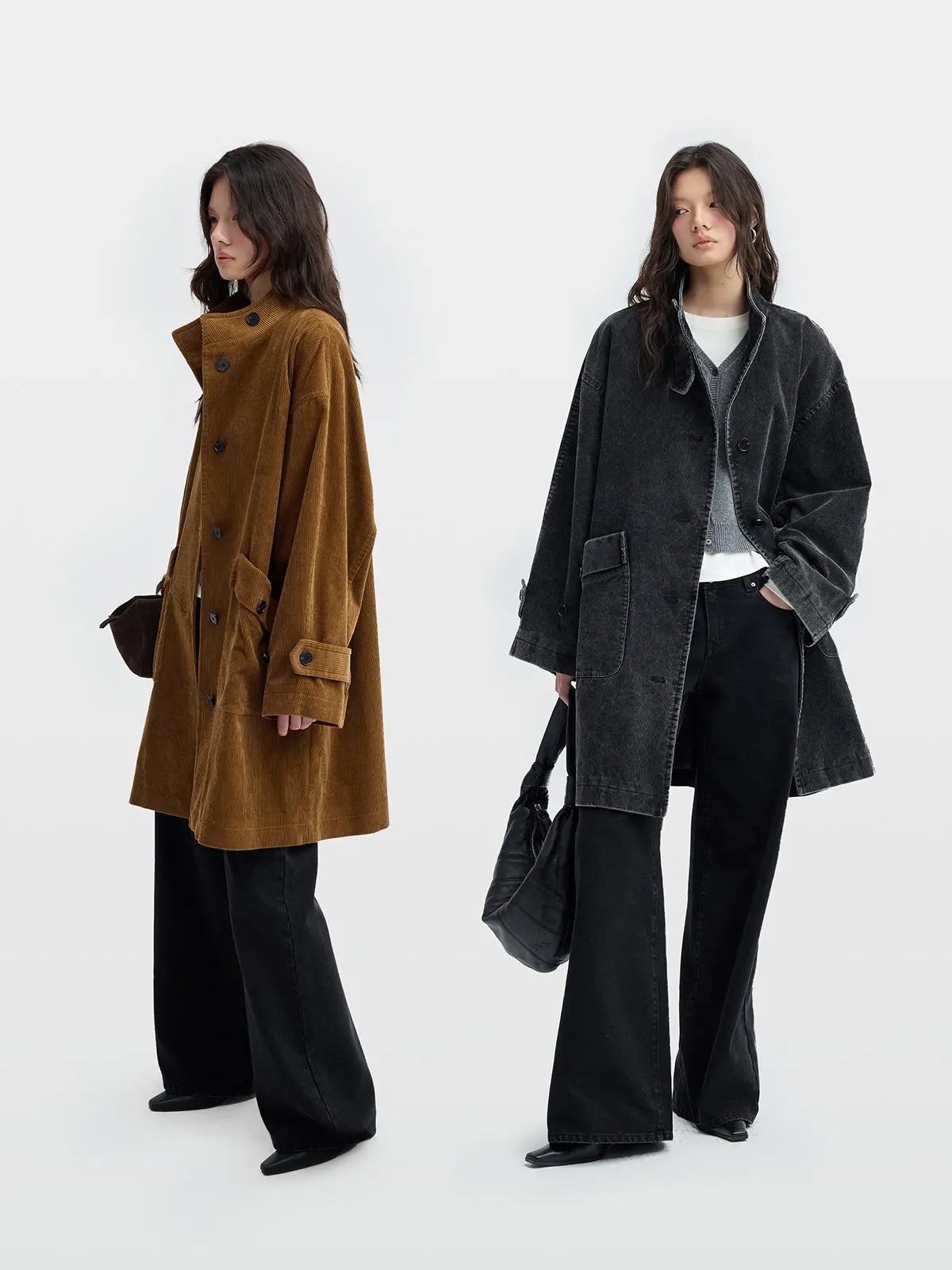 

Винтажная ветровка JUSLIN из вельвета, удлиненная, с воротником-стойкой, средней длины, для повседневной носки, на одной пуговице, чистый...