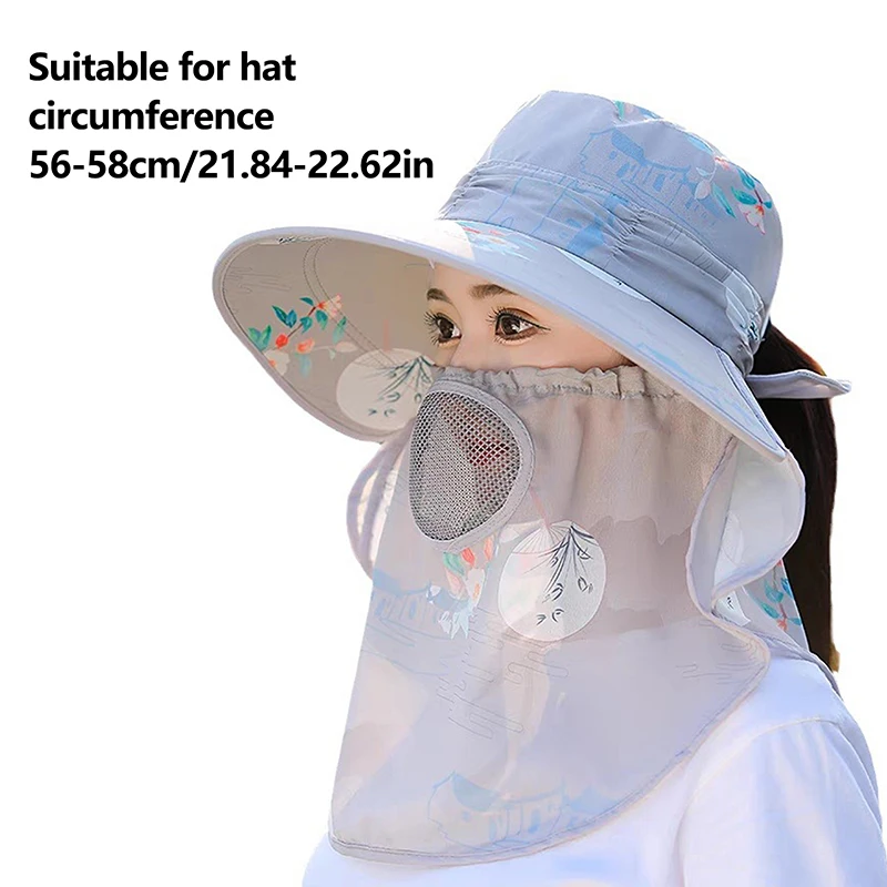 Sun Hat Woman Summer Women's UV Protection Cap Outdoor Travel Cycling Face Mask Hat Shawl Hats Windproof Removable Tea Picking