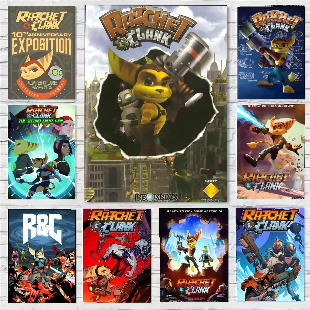 Póster de R-Ratchet & Clank Insomniac Games, arte de pared adhesivo de calidad HD, Retro, para decoración de pared de la habitación del hogar