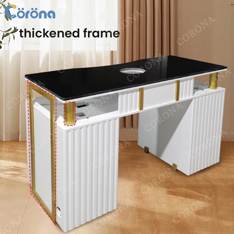 Professional Nail Salon Furniture Wooden Nail Manicure Table With Drawers