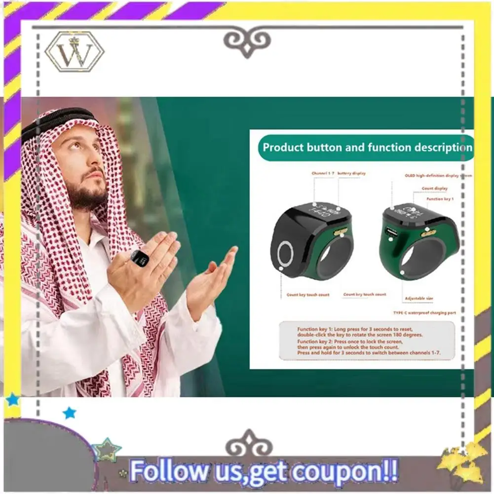 New Digital Counter Portable Points Rechargeable Ring Ring Idea Tally Counter Smart Touch Finger Counter