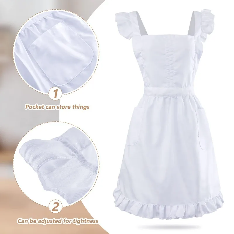 Disfraz de Halloween para hombre y mujer, delantal Retro con volantes, bonito vestido de encaje de estilo japonés, cocina, limpieza, vestido elegante