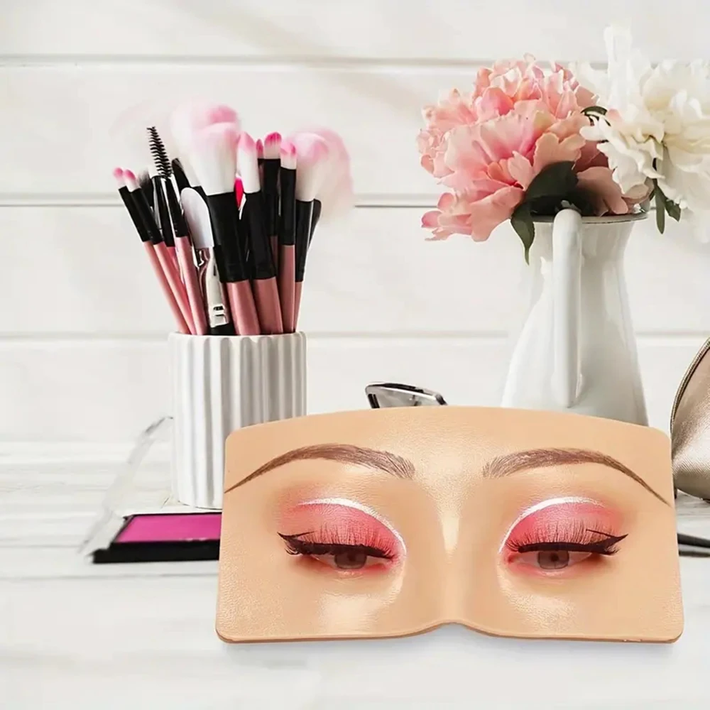Tablero de práctica de maquillaje de cejas y ojos, estera de práctica de maquillaje facial de ojos de silicona reutilizable, máscara modelo de varios estilos de estilo antiguo