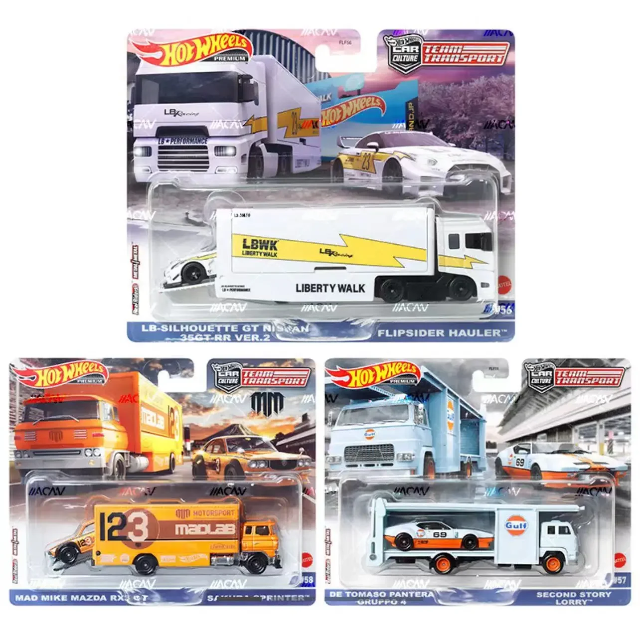 Original Hot Wheels Premium Car Culture Team Transport Diecast 1/64 Toys for Boys Fiat Abarth Chevelle Chevy Ramp Truck Plymouth