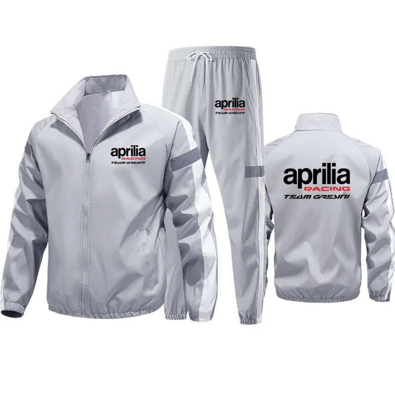 Plus size Zip-up Tracksuit (Jacket + Sweatpants) aprilia racing Print high quality Outdoor Spring Autumn Men\'s Jacket set