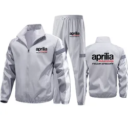 Plus size Zip-up Tracksuit (Jacket + Sweatpants) aprilia racing Print high quality Outdoor Spring Autumn Men's Jacket set