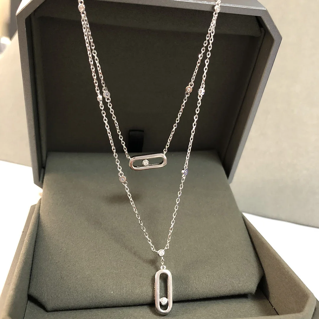 

Fashionable and Exquisite 925 Sterling Silver Jewelry Diamond Necklace Classic Move Series Romantic Engagement Gift messik style