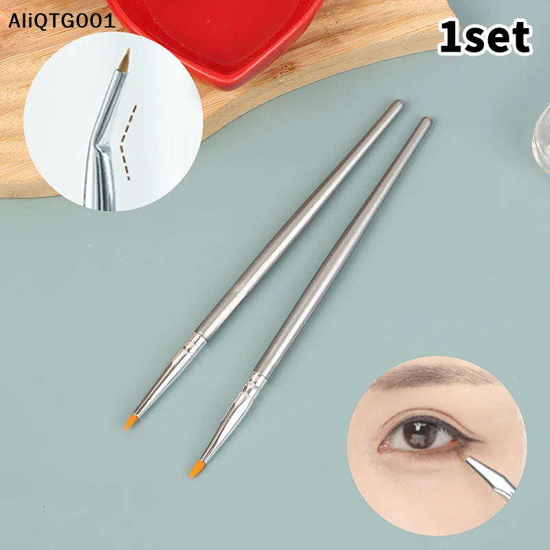 Pincel delineador de ojos en ángulo fino de precisión, herramienta delineadora de ojos en Gel con cerdas sintéticas, ángulo plano inclinado ultrafino para maquillaje de ojos