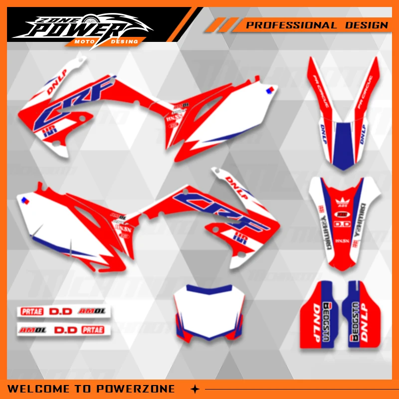 Powerzone For Honda 250 CRF CRF250R 2010 2011 2012 2013 Decals Graphic Sticker Background kit for Honda CRF450 CRF450R 2009-2012