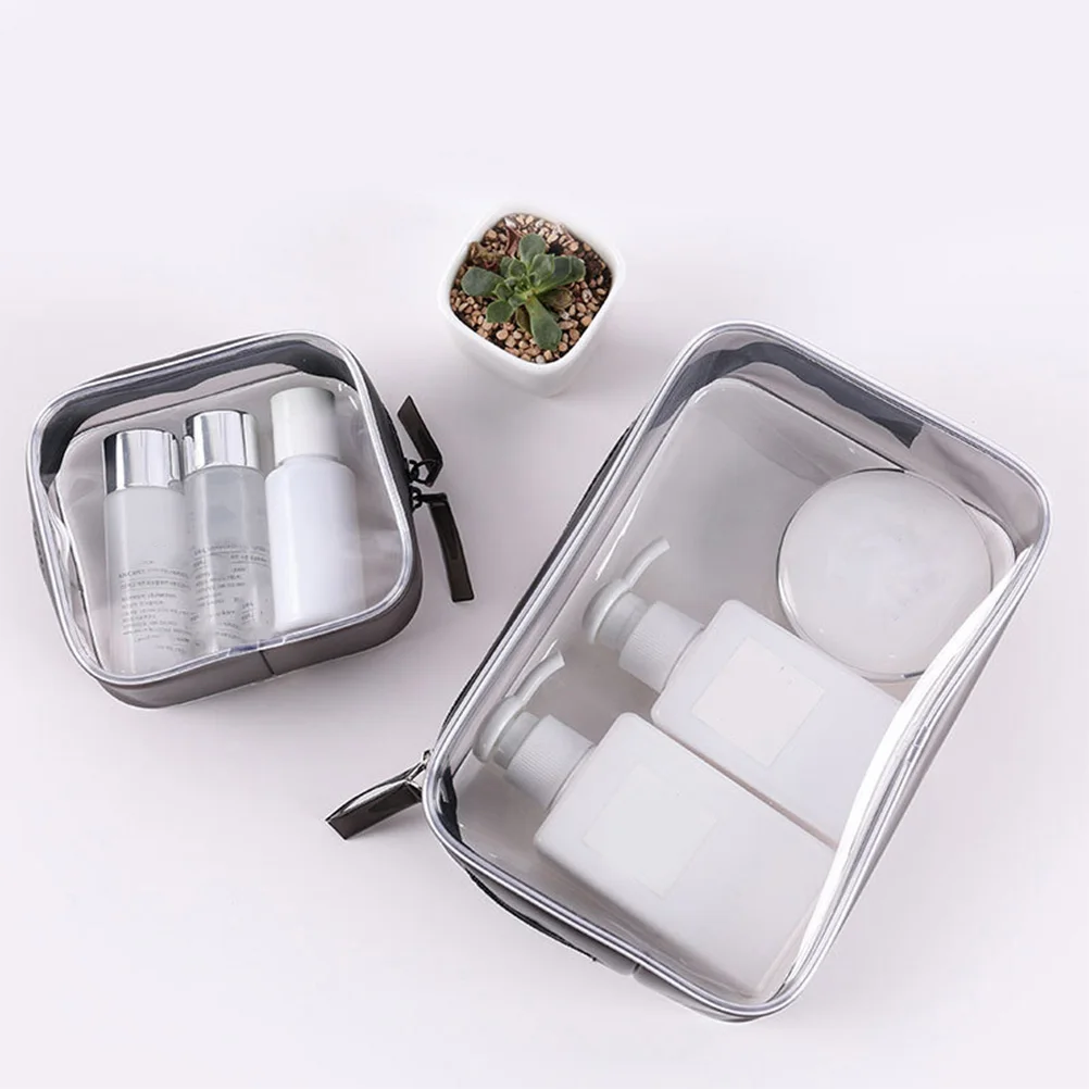 

3 pcs PVC Large Capacity Travel Makeup Bags Transparent Storage Bag Pouches For Daily Outdoor Zipper Bag Use