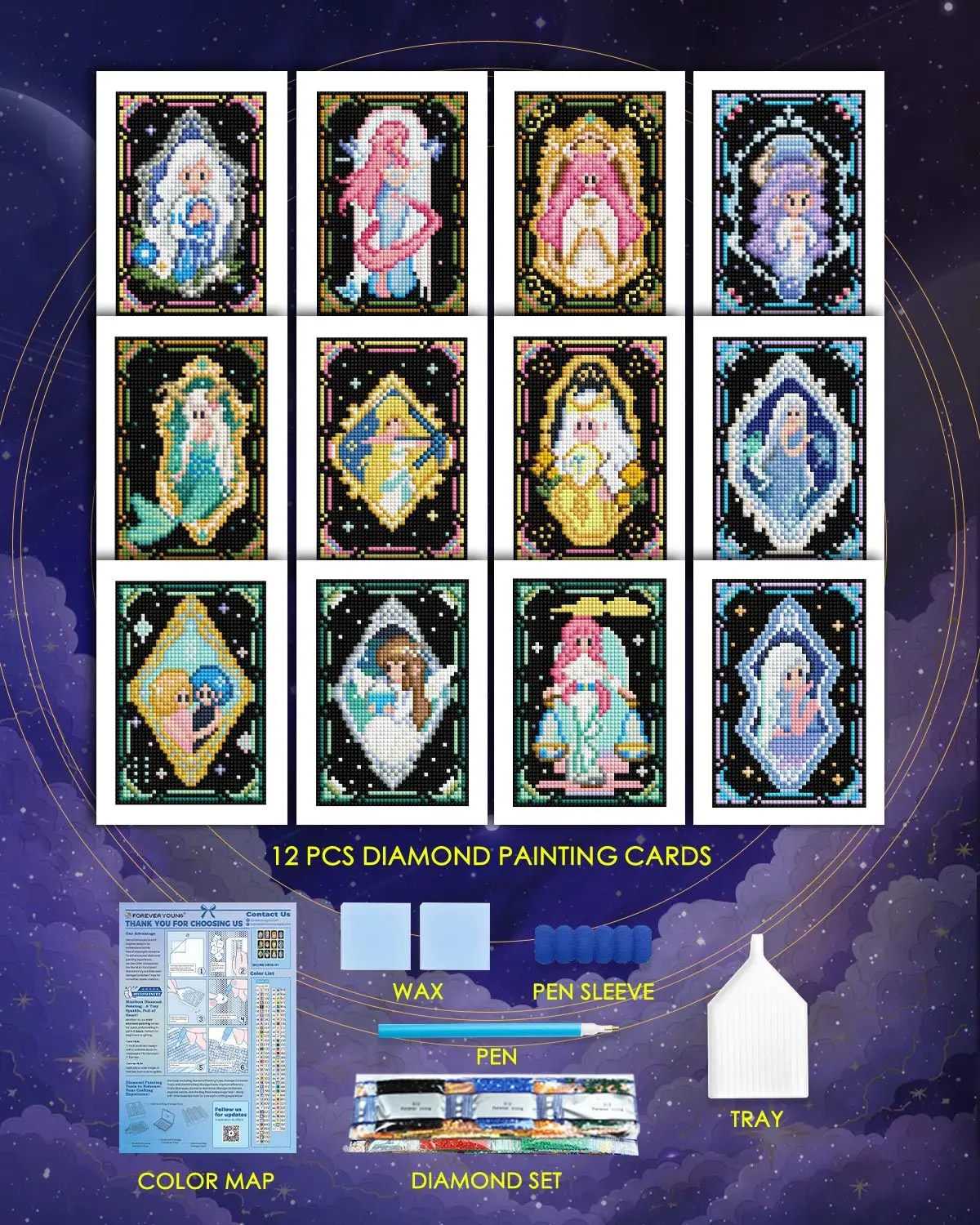 MINIGEM 5D DIY Diamond Painting Kit 10x15cm, Retro Pixel Zodiac Girls, Full Drill Mosaic Art for Home Decor Handmade Gift. view 6