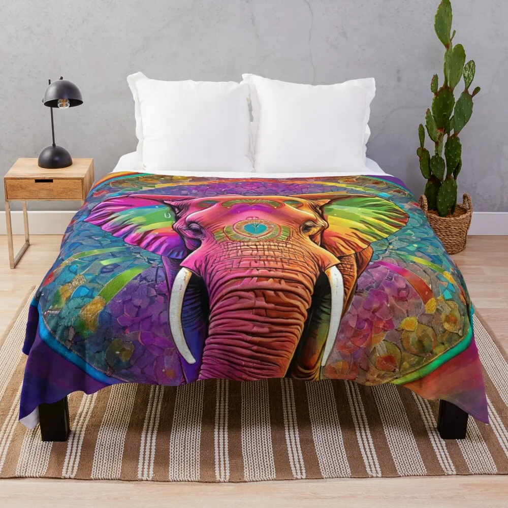 

Elephant Mandala Throw Blanket decorative For Baby Heavy Summer Beddings Blankets