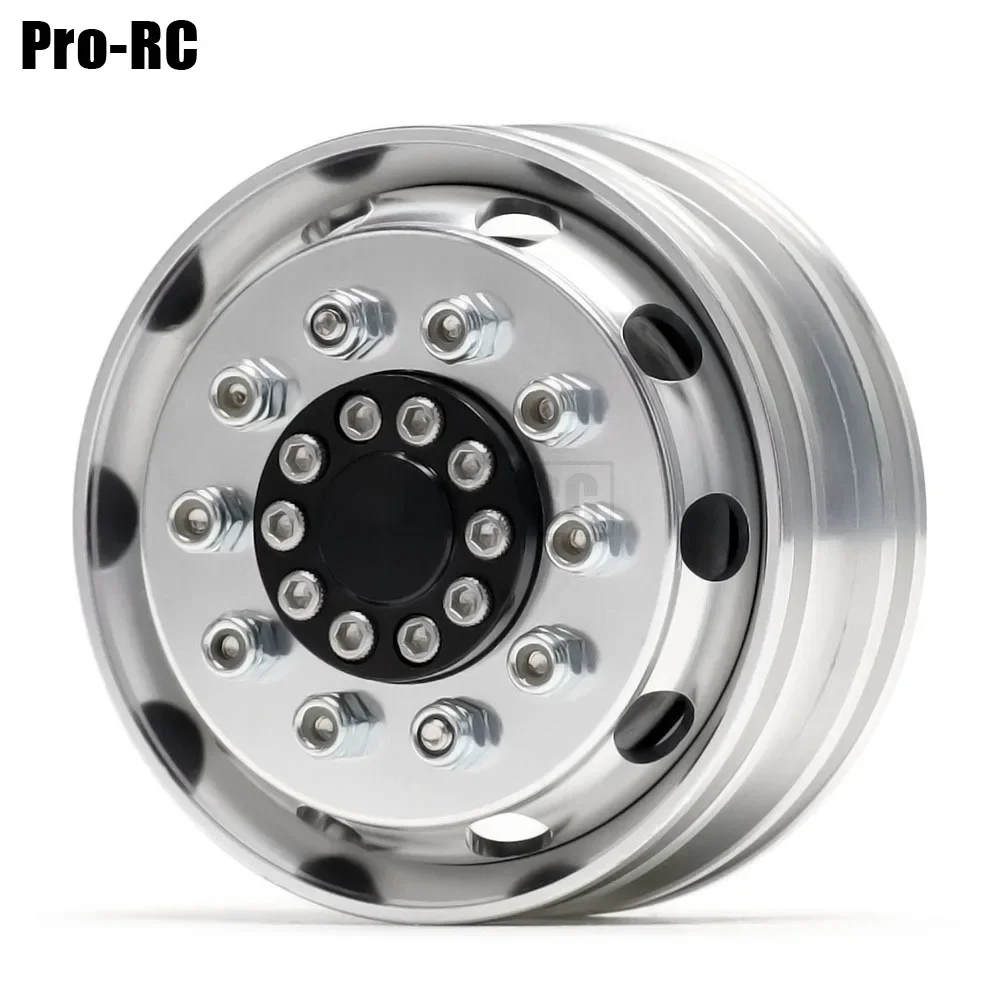 RC 자동차 1:14 타미야 트랙터 트레일러 트럭 용 1 쌍 전면 비드 락 베어링 육각 알루미늄 합금 휠 림 허브