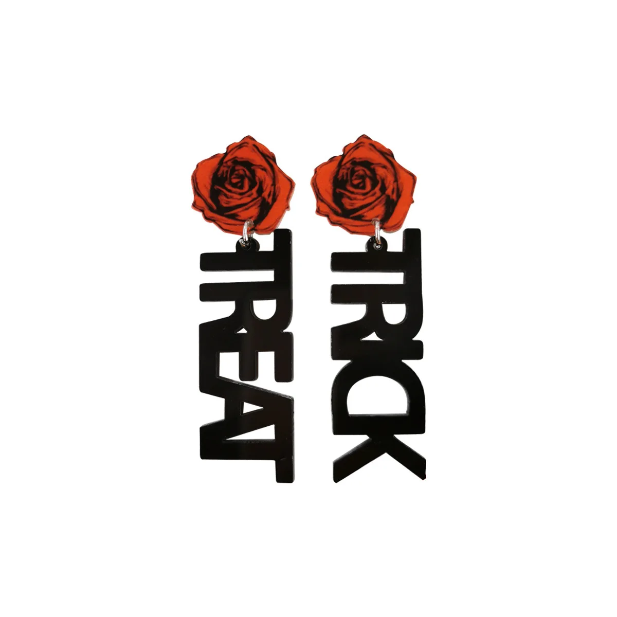 

Halloween Gothic Retro Red Rose Letter Earnail Letter Acrylic Printed Earrings Halloween Women