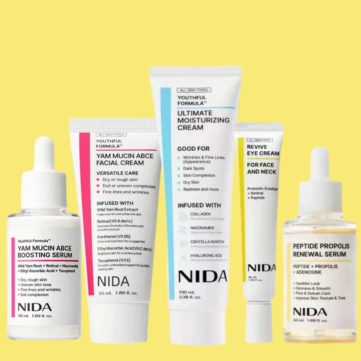 NIDA Propolis Peptid Gesichtsserum Gesicht Original Hautpflegeset Verjüngung Straffende Glättungscreme Barriere Doppelreparaturserum