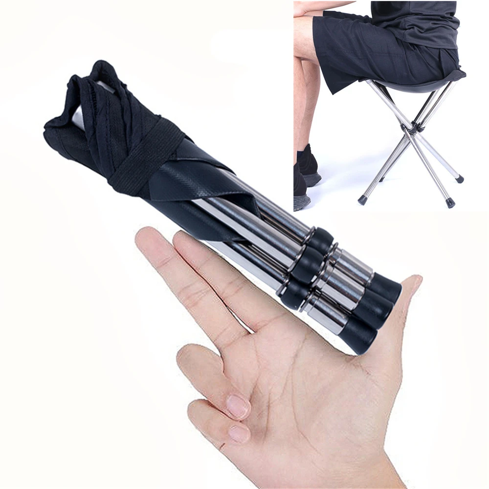 Retractable Folding BBQ Stool Camping Fishing Chair Outdoor Portable Foldable Chair Load Bearing Travel Picnic Beach Chairs