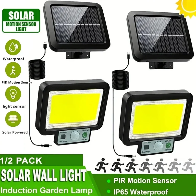 

Solar Wall Lamp Human Body Induction 1/4/6COB Split Courtyard Outdoor Waterproof Rural Household Lighting 3 Modes Street Lamps